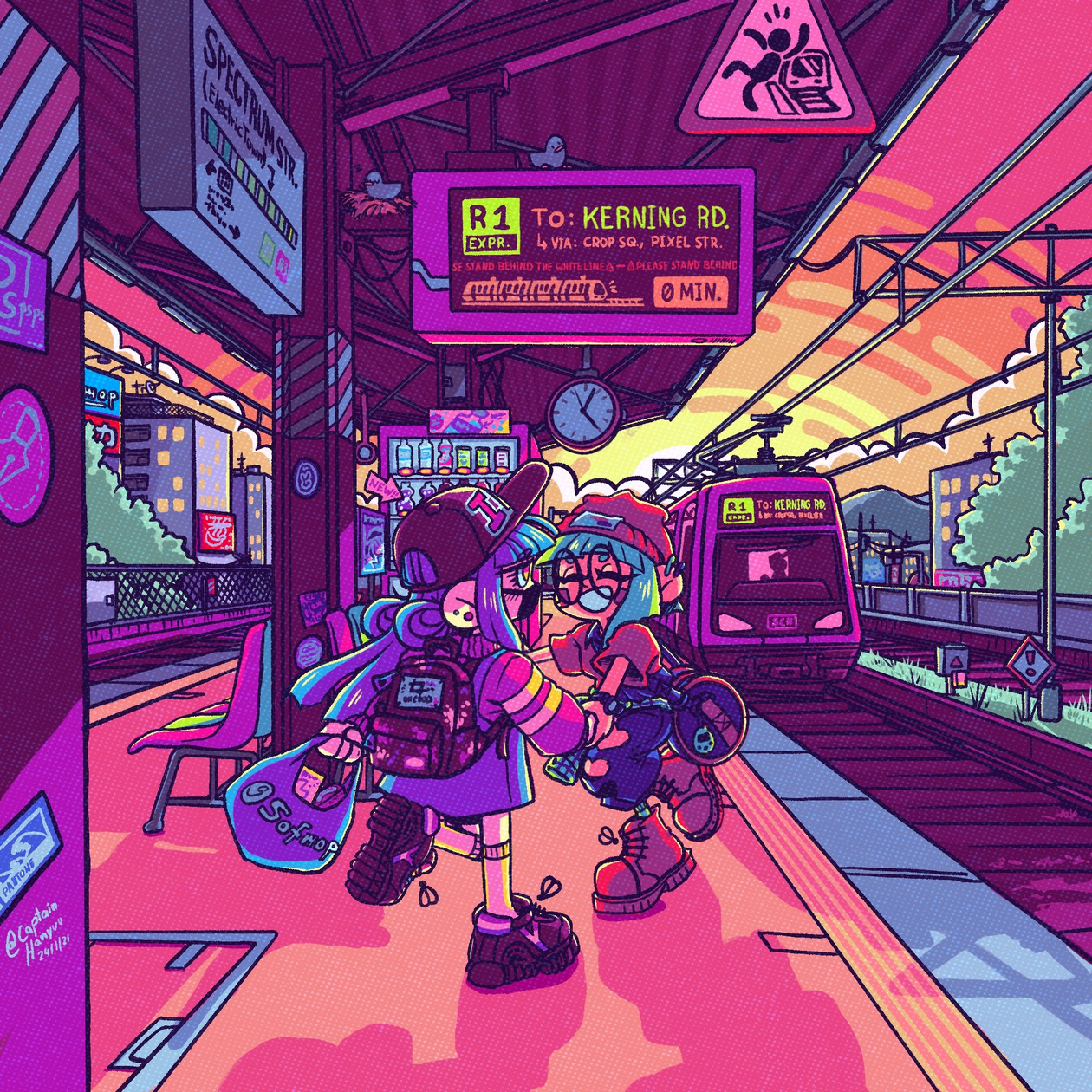 RGB-chan and CMYK-chan are my favorite OCs. I love to put them into common urban scenarios- with a little graphic design pun here and there!